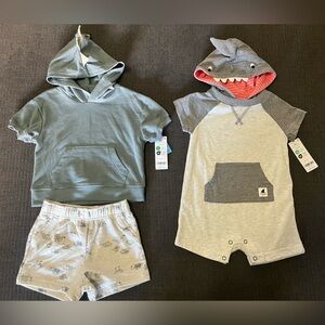 Carter’s Shark Hoodie and Dinosaur Shorts Set